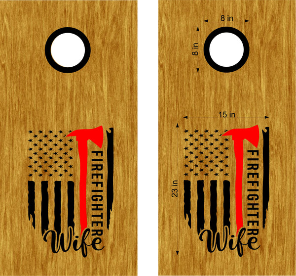 Firefighter Wife Fireman Decals Stickers Cornhole Board FFD10