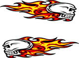 Flaming Skull Golf Cart Decals - Hot Rod Flame Graphics Kit 16" x 4.5" with Squeegee