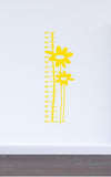 Flower Growth Chart Decal WQD111 - two tall flowers on long stems with leaves, matte vinyl wall decal - Sticker Chef