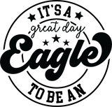 Great Day Eagle Cornhole CHT120 - a round badge reading It's a Great Day to Be an Eagle with stars and script lettering die cut vinyl on two cornhole boards - Sticker Chef
