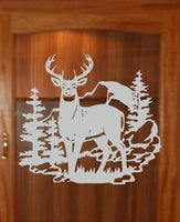 Buck Deer Trees DIY Etched Glass Vinyl Gun Cabinet Decal GC28