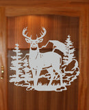 Buck Deer Trees DIY Etched Glass Vinyl Gun Cabinet Decal GC28