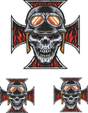 Iron Cross Skull Golf Cart Decal Kit - Biker Helmet Graphics Set with Squeegee