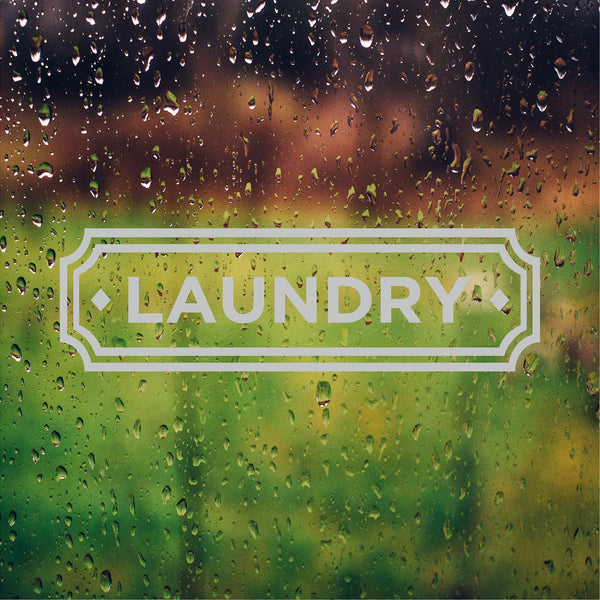 Laundry Door Etched Vinyl Decal - Classic Framed Label Design