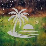 Palm Tree Sun Setting Bathroom Décor Etched Glass Decals Vinyl Shower Door Window