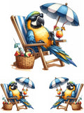 Tropical Parrot Golf Decals - Beach Golfer Sticker Set 3pc