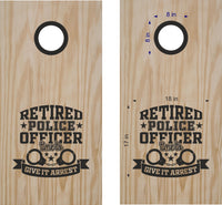 Retired Police Officer Decals Cornhole Board Stickers POL05