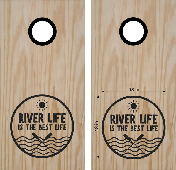River Life Is The Best Cornhole Board Vinyl Decal Sticker 04