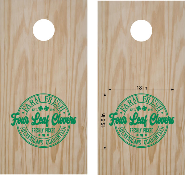 Farm Fresh Four Leaf Clovers Cornhole Decals - Set of 2