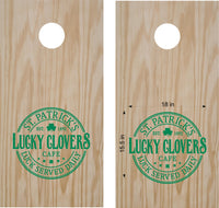 St. Patrick's Lucky Clovers Cafe Cornhole Decals - Set of 2