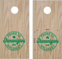 "Prone to Shenanigans" Cornhole Decals - Set of 2