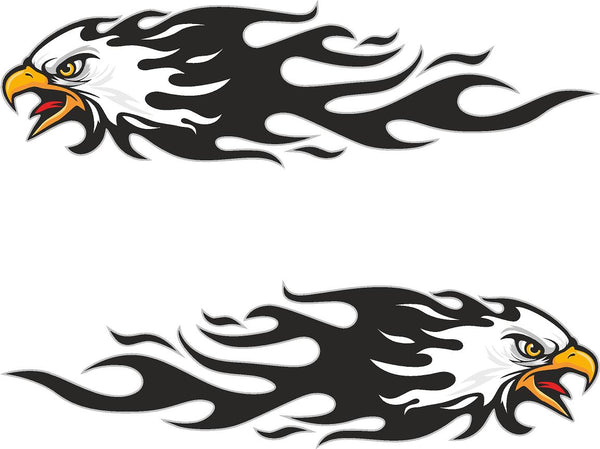Screaming Eagle Flame Golf Cart Decal Set - Printed Graphics 16" x 4.5"