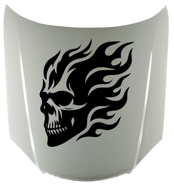 Skull Hood with Flames Decal – Custom Vinyl Car Hood Graphic for Cars & Trucks S26