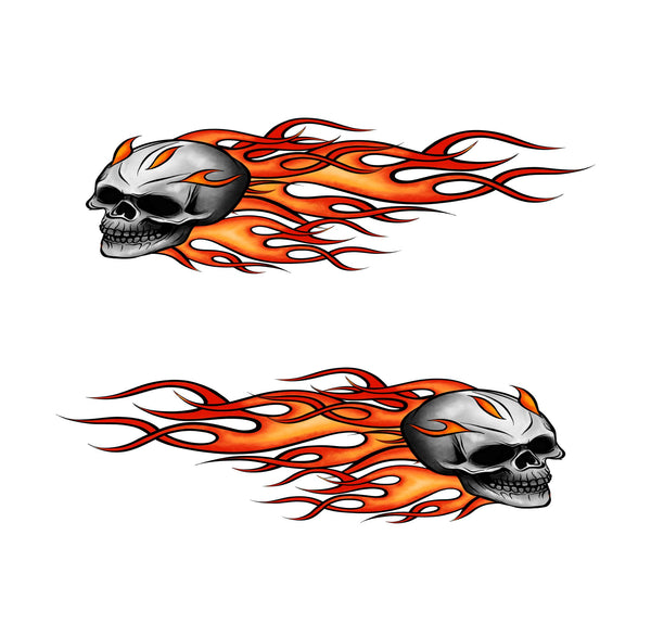 StickerChef Skull & Flame Golf Cart Decals - 24" Laminated Set