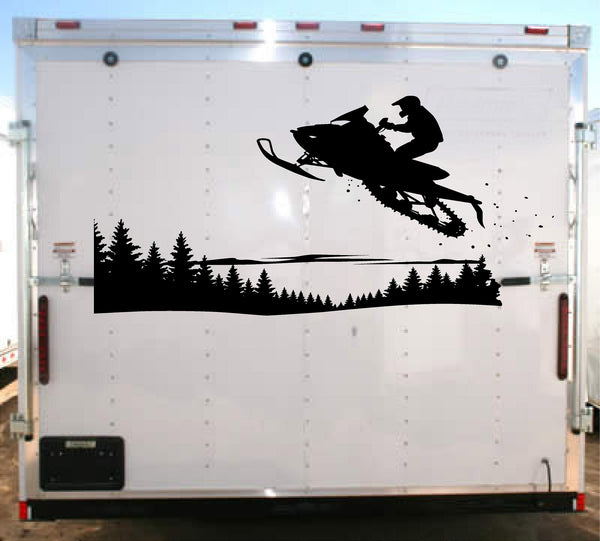 StickerChef Snowmobile Jumping Die-Cut Vinyl Decal – Durable RV, Camper, or Trailer Graphic