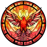 Phoenix Stained Glass Cling SGC117 - phoenix printed stained glass window cling - Sticker Chef