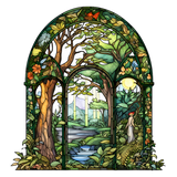 Enchanted Forest Window Cling SGC125 - enchanted forest archway printed stained glass window cling - Sticker Chef