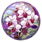 Pink Orchid Window Cling SGC181 - pink orchids printed stained glass window cling - Sticker Chef
