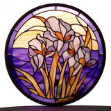Iris Sunset Window Cling SGC186 - irises at sunset printed stained glass window cling - Sticker Chef