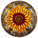 Golden Sunflower Window Cling SGC210 - golden sunflower printed stained glass window cling - Sticker Chef