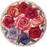 Rose Bouquet Window Cling SGC213 - rose bouquet printed stained glass window cling - Sticker Chef