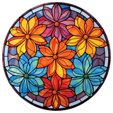 Star Flower Window Cling SGC215 - star flowers printed stained glass window cling - Sticker Chef