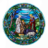 Shepherds Nativity Window Cling SGC154 - shepherds nativity printed stained glass window cling - Sticker Chef