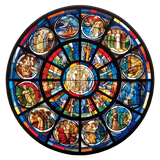 Saints Rose Window Cling SGC162 - saints medallion printed stained glass window cling - Sticker Chef