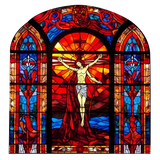 Crucifixion Stained Glass Cling SGC170 - Crucifixion printed stained glass window cling - Sticker Chef