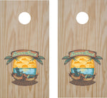 StickerChef Printed Summer Beach Cornhole Decal Set – Full-Color Vinyl (Set of 2)