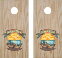 StickerChef Printed Summer Beach Cornhole Decal Set – Full-Color Vinyl (Set of 2)
