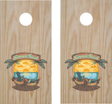 StickerChef Printed Summer Beach Cornhole Decal Set – Full-Color Vinyl (Set of 2)