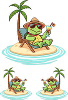 Chill Turtle Island Time StickerChef Decal Set