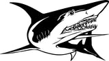 Ocean Shark Wall Decal WAD122 - a shark charging forward with open jaws and rows of sharp teeth, matte vinyl wall decal - Sticker Chef