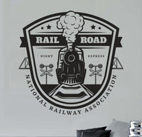 Old Train Railroad Line Wall Decal - Matte Black Vinyl