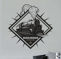 Classic Train Railroad Line Wall Decal - Matte Black Vinyl