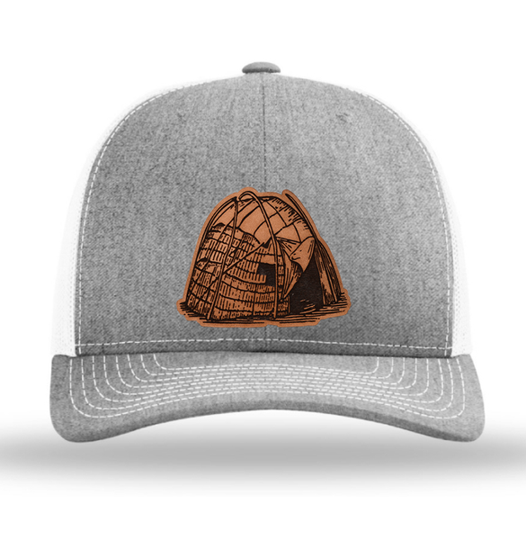 Native American Indian WigWam Leather Engraved Trucker Cap Hats
