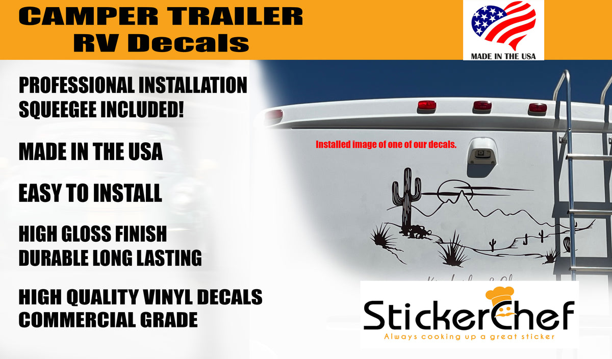 USA Flag RV Trailer Decals for Motor Homes