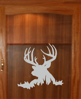 Buck Deer Hunting Etched Glass Vinyl Gun Cabinet Sliding