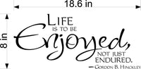 Life Is To Be Enjoyed Not Endured Wall Stickers Decal Graphic Home Decor