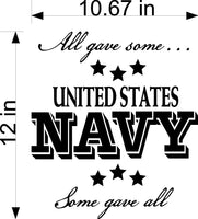 Copy of Copy of All Gave Some Some Gave All Navy Wall Stickers Decal Graphic Home Decor