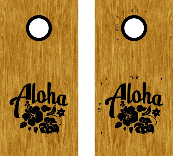Aloha Hibiscus Cornhole Board Decals Sticker