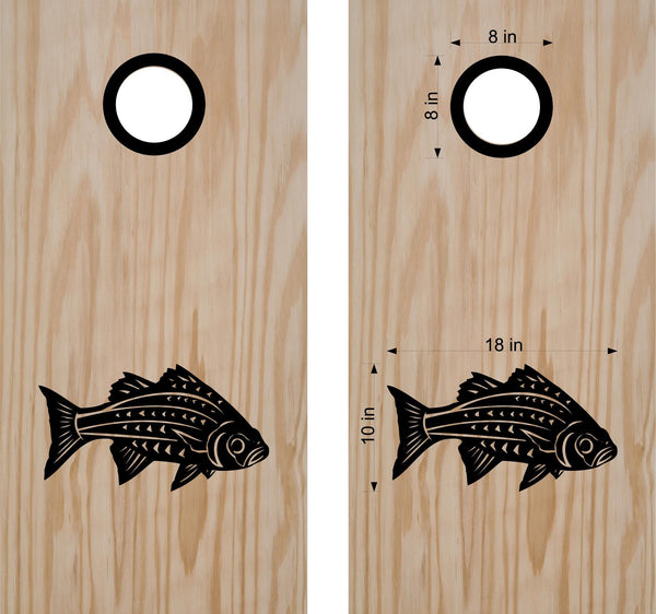 Bass Cornhole Board Decals Bean Bag Toss Sticker Fish