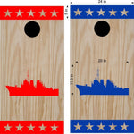 Battle Ship Navy Patriotic Cornhole Board Decals Flag Stickers Pat114