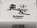Beach Sunset Palm Tree RV Camper Decal Sticker Scene