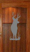 Buck in The Field Deer Etched Glass Vinyl Gun Cabinet