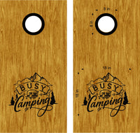 Busy Camping Adventure Cornhole Board Decals Sticker CAMP05