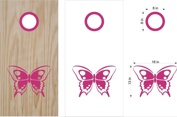 Butterfly Butterflies Cornhole Board Decals With Rings 01