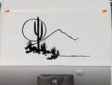 Cactus Sun Desert RV Camper Vinyl Decal Sticker  Mountain Scene