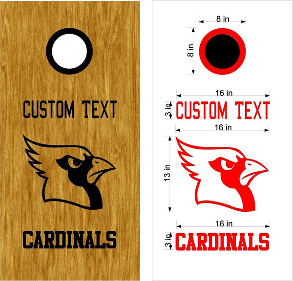 Cardinals Baseball School Mascot Cornhole Board Vinyl Decal Sticker MA01B